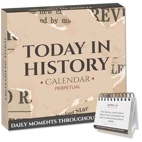 Today in History Perpetual Calendar | Daily World History Facts Desktop Calendar, This Day In Amazing History Trivia Facts & Achievements | History Buff Gift Page A Day Box Calendar with Historical Info For Every Day of The Year