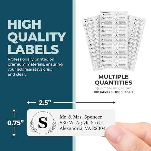 Personalized Return Address Labels - Monogram Address Labels on Sheets (100-1000 Labels)