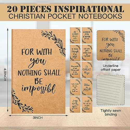 Yeaqee Christian Gifts Retractable Bamboo Pen Bible Verse Inspirational Notebook Keychain Organza Bags for Women Men Gifts(80 Pcs,Christian Style)
