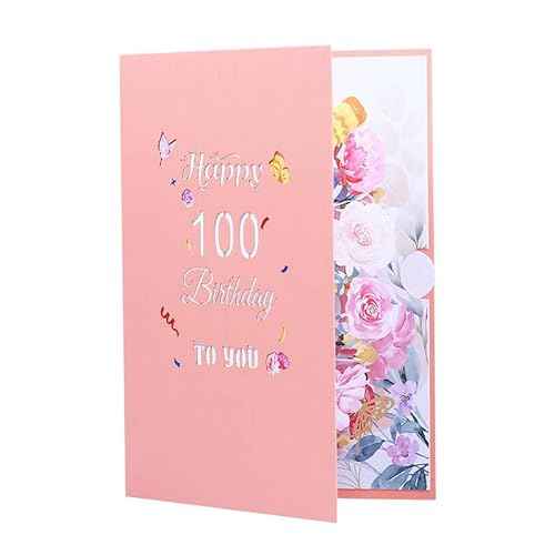 Happy 100th Birthday Card, 100th Birthday Cards for Women, 100th Birthday Gifts for Women, Happy Birthday Card, Pop Up Cards, Pop Up Cards Flowers for Women with Note.