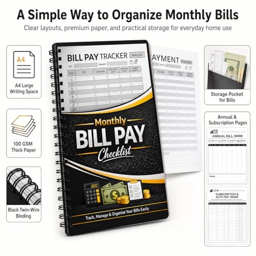 Bill Payment Tracker Notebook — Monthly Organizer with Annual Overview & Auto Pay Tracker