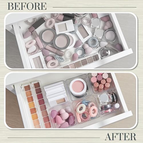 STORi SimpleSort 6-Piece Clear Stackable Drawer Organizer Set 3x3x2" for Makeup & Office
