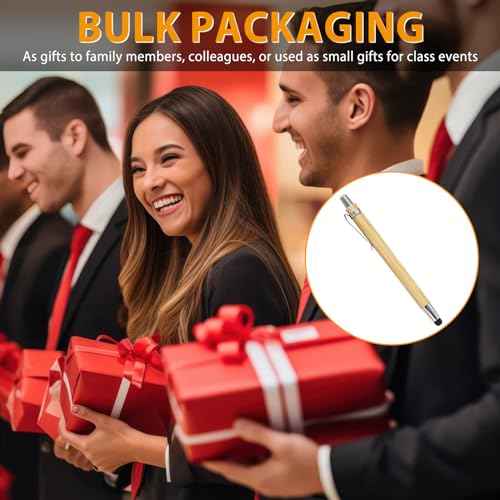 100pcs Bamboo Pens Bulk 2-in-1 Stylus Tip Wooden Bamboo Pens Engraving Wooden Ballpoint Pen Customizable Gift Pen Bulk