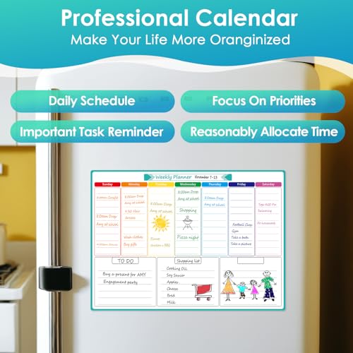 MaxGear White Weekly Magnetic Dry Erase Calendar Board for Fridge 16x12"