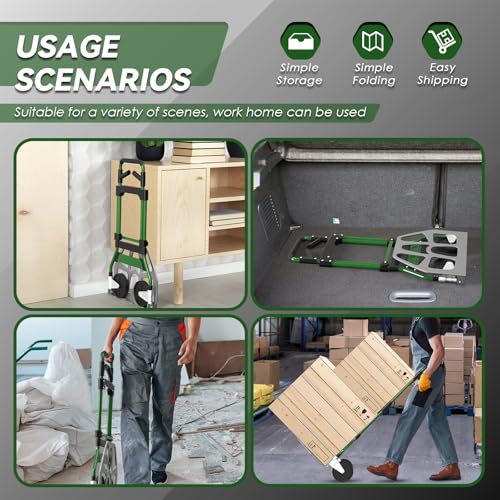 LEEYOUNG Upgraded Folding Hand Truck Dolly Cart Heavy-Duty 375lb£¬Aluminum Wheel Bracket & Portable Aluminum Dolly Cart, Indoor/Outdoor Use