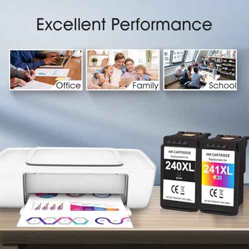 PG-240XL CL-241XL Ink Cartridges Replacement for Canon 240XL 241XL Combo Pack Work for PIXMA MG3620 MG3520 MG3600 TS5120 TS5100 MX472 MX392 Printer (1 Black,1 Color)