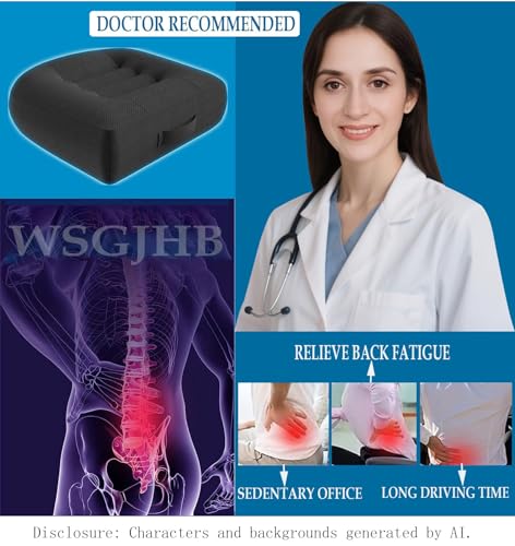 WSGJHB Car Booster Seat Cushion for Short Drivers, Black - Posture & Visibility