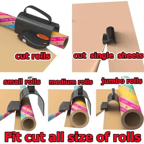 Wrapping Paper Cutter with 3 Replaceable Blade Sets for Birthday Paper Gift Wrapping Paper Roll Cutter and Christmas Wrapping Paper Cutter Tool Tube Holder Slidding Slicing.