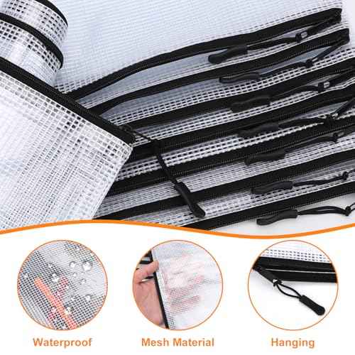 20pcs Plastic Mesh Zipper Pouch Bags, A3 17x12 Inches Extra Large Zipper Bags, Reusable Zipper Pouches for Classroom Office Supplies Organizing, Puzzles & Games, Board Game Organization