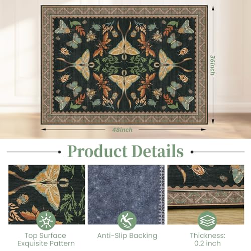 Lreedy 36x48 Colorful Insects Office Chair Mat for Hardwood & Tile Floors – Non-Slip, Printed Polyester