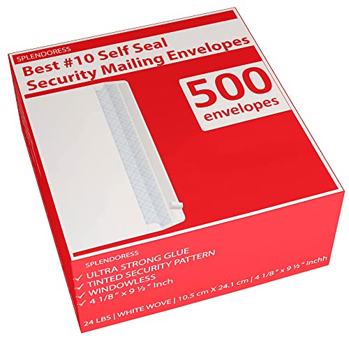 Splendoress 500 Count Self Seal Business Envelopes Letter Size 4-1/8 x 9-1/2 Inches