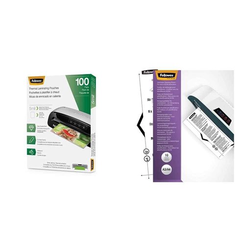 Fellowes Thermal Laminating Pouches, Letter Size Sheets, 100 Pack (5743501) and Fellowes Laminator Cleaning Sheets, 10 Pack