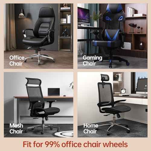 Office Chair Wheels, 3 Inch Double Rollerblade Office Chair Wheel Replacement-Smooth & Quiet Rolling Chair Wheels for Hardwood Floors & Carpet for Heavy Duty Gaming Chair Set of 5 Black
