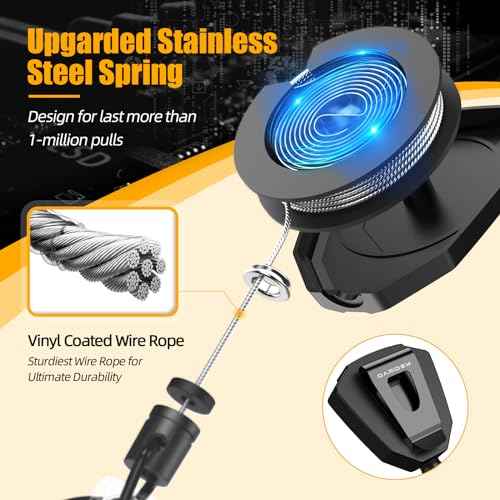 Oaridey Heavy Duty Retractable Keychain with Belt Clip, Retractable Badge Holders with Carbon Fiber Front, Badge Reels Retractable with Key Ring and 31.8¡± Steel Cord, 9oz Rebound - 2 Pack