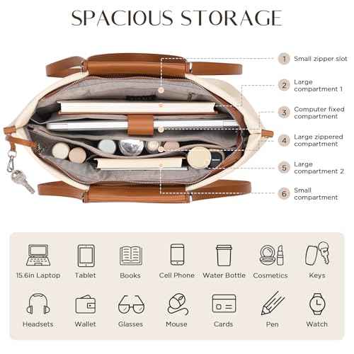 CHUNLI Laptop Tote Bag for Women,15.6 Inch Waterproof Scratch-Resistant Leather Work Computer Bag Business Office Briefcase
