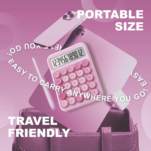 Pink Mechanical Switch Calculator with Large LCD & Big Buttons - Office & School Desk Accessory