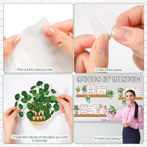 Qilery Bookshelf Bulletin Board Set Plant Motivational Classroom Decor Reading Library Bulletin Board Set Inspirational Cutout for Back to School Classroom Decoration
