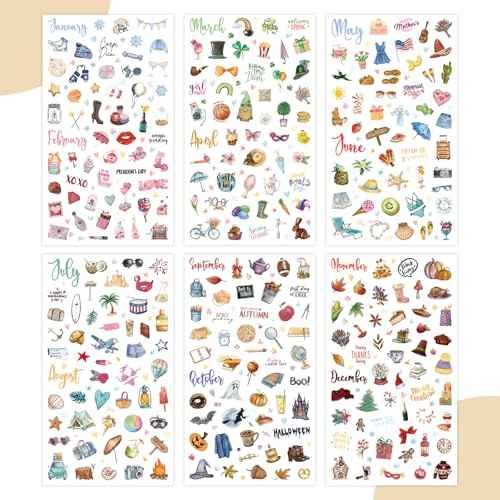 Planner Stickers, Calendar Sticker - Over 310 Daily Holiday Seasonal Planner Stickers, Ideal for Planner and Calendars, Scrapbooks, Bullet Journals