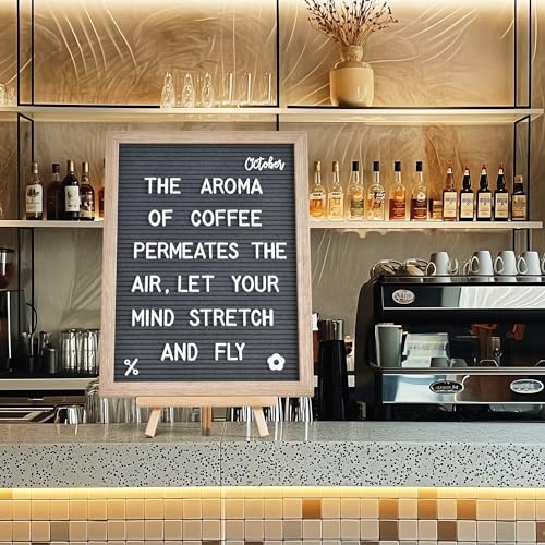 Felt Letter Board with 402 Letters, Numbers & Symbols - 12 x 16 inch Large Changeable Message Board with Wooden Frame Wall Mount Hook, 2 Canvas Bags, Wood Stand (Black)