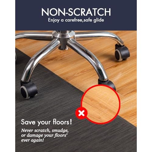 Office Chair Mat for Hardwood Floor Under Desk Computer Rolling Chair Mat for Wood/Tile Floor Non-Slip Heavy Duty Desk Rug PVC Plastic Hard Floor Protector 48" x 60" (Espresso)
