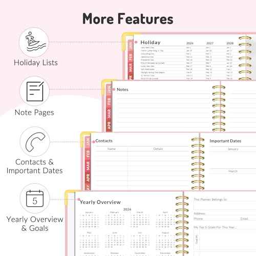 Forvencer Planner 2026-2027, 18 Month Weekly and Monthly Calendar Planner, Jan 2026 -June 2027, 8.5" x 11", Daily Agenda Book with Tabs, College Organizer Notebook, School Supplies for Student Teacher Classroom, A4, Pink