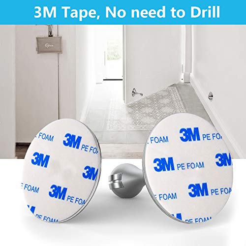 WINONLY Door Stopper, Magnetic Door Stop, Stainless Steel, Magnetic Door Catch, 3M Double-Sided Adhesive Tape, No Drilling, Screws for Stronger Mount, Hold Your Door Open, for Wide Doors (6)
