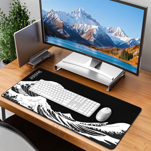 Kanagawa Japan Large Gaming Mouse Pad for Desk, Office & Home - Non-Slip, 31.5x11.8 Inches