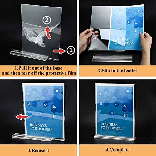 Arrobust Acrylic Sign Holder 8.5 x 11, Double Sided Clear Acrylic Display Table Signs Stand, T Shape Flyer Holder Plastic for Picture Paper Frame Holder Home Office Menu Retail Show Fair, 6 Pack