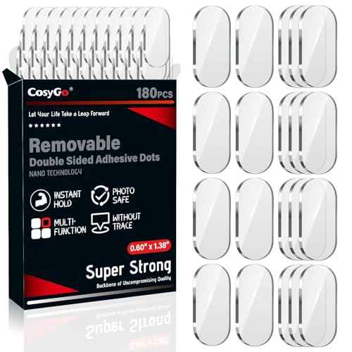 Extra Large Removable Mounting Putty, Strong Double Sided Glue Adhesive Dots No Residue, Clear Museum Sticky Tack for Picture Decor Craft,180 Pcs 0.6 x 1.38 in