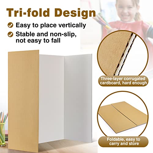 8 PCS Trifold Poster Board- Large 40" x 28" Tri Fold Display Board Hard & Thick White Presentation Cardboard for Science Fair, School Projects, and Business Presentations Supply