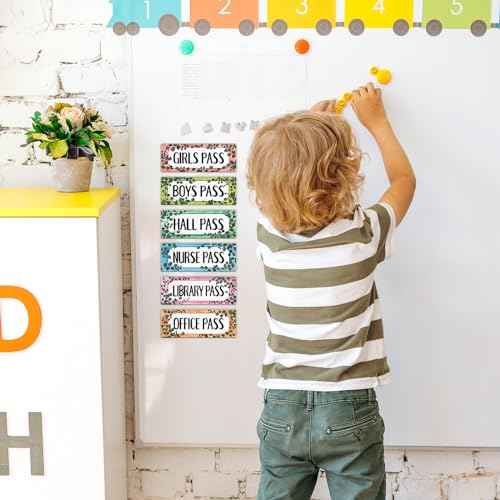Eucalyptus Magnetic Bathroom Passes for Classrooms 6PCS Classroom Hall Pass for Student Library Office Nurse Boy Girl Reusable Waterproof Classroom Elementary Middle School Supplies