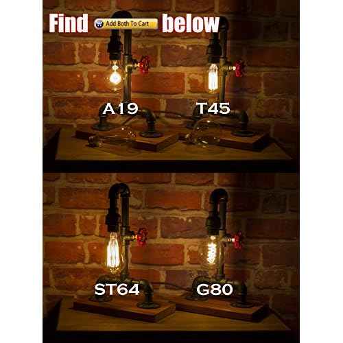 Loft Style Lamp with Dimmer, Dimmable Steampunk Industrial Vintage Antique Light, Wood Base with Iron Piping Desk Lamp, Y-Nut ¡°Zhang Fei¡± Retro Desk Lamp LL-021