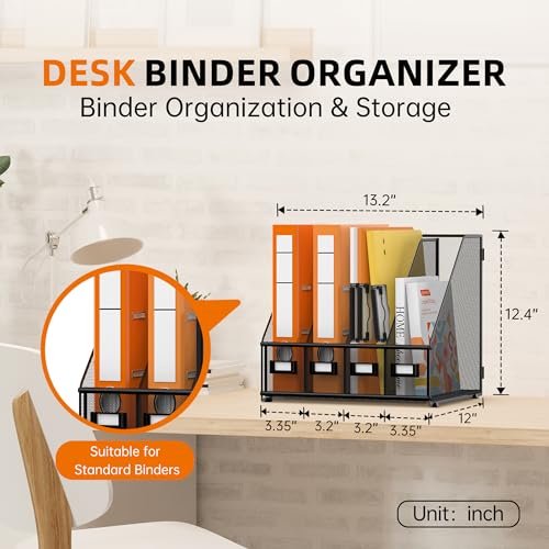 DALTACK Black 4-Slot Metal Magazine File Holder - Desk Organizer
