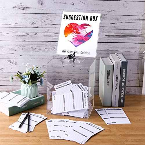Large Acrylic Donation Box with Lock, Sign Holder - Clear Ballot Box 5.9 x 7.8 x 9.8 Inches