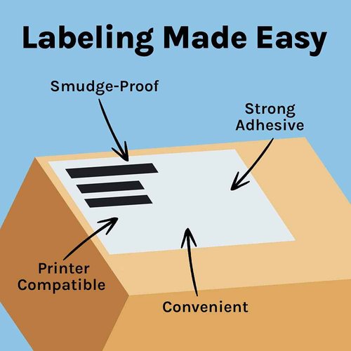 Premium Label Supply White Sticker Half Sheet Labels – 8.5" x 5.5" – Laser/Inkjet Compatible – (2 per Sheet), 200 Sheets - 400 Total Adhesive Labels