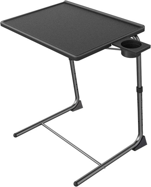 HUANUO Adjustable TV Tray Table - Versatile Folding Dinner Tray with 6 Height & 3 Tilt Options | Black