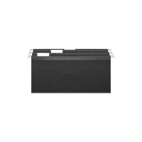 Pendaflex Portable File Box with File Rails, Hinged Lid with Double Latch Closure, Black, Includes 3 Letter Size Hanging Folders (41732)