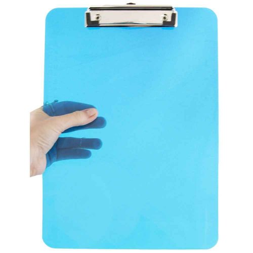 JAM PAPER Plastic Clipboards with Low Profile Metal Clip - Letter Size (9 x 12.5) - Blue - 12 Clip Boards/Pack