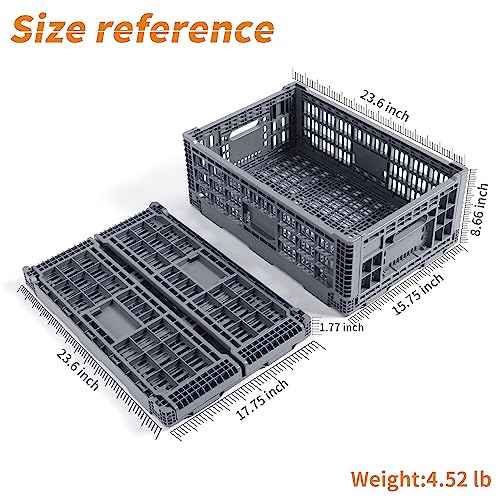 Collapsible Storage Bin Containe£¬52 Liter Transferheavy duty plastic storage box,milk crates heavy duty Transit storage of various items gray (1)