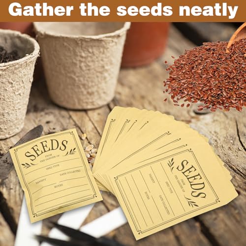100Pcs Seed Envelopes with Self-Adhesive Seal - Brown Paper Seed Storage Pack