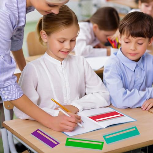 8 Pieces Guided Reading Strips Colored Highlight Strips Overlays Reading Bookmark Reading Line Trackers for Kids Dyslexia Reading Strips Student Reading Tools
