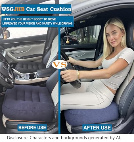 WSGJHB Car Booster Seat Cushion for Short Drivers, Black - Posture & Visibility
