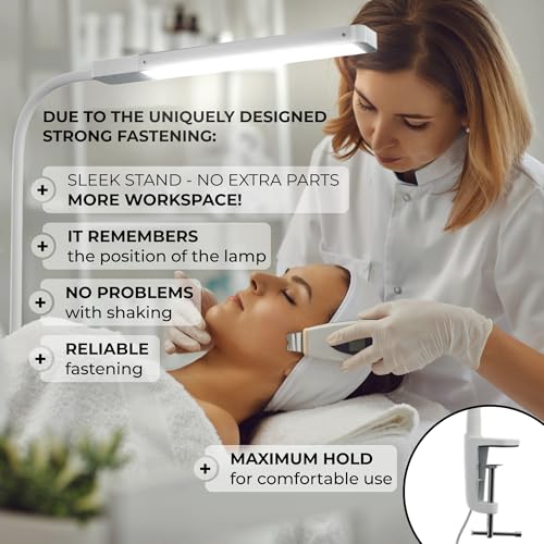 LK LISA KON LED Desk Lamps for Home Office, Eye-Caring Desk Light, Economic Nail Lamp for Desk, Dimmable Table Lamp, Reading lamp with Strong Fastening and Clamp