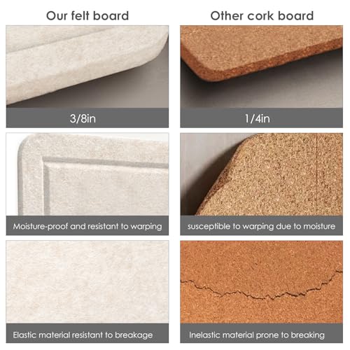 Oatmeal Felt Bulletin Board 17.7 x 23.6 inches - Modern Pin Board for Home & Office