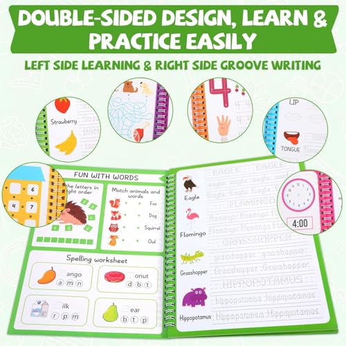 Colorful Reusable Handwriting Practice Books for Kids 3-10 with Disappearing Ink