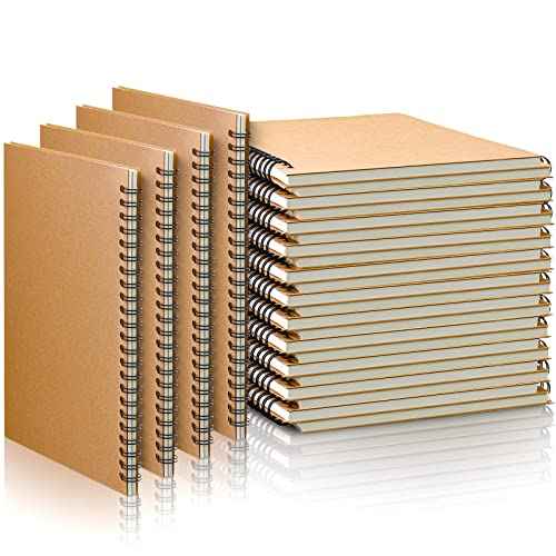Epakh 22 Pack Spiral Notebook Bulk, Back to School Hardcover Spiral Journal Notebook 5.5 x 8.3 Inch, First Day of School Brown Travel Writing Journal Notepad, 50 Sheets 100 Pages(A5,Unlined)
