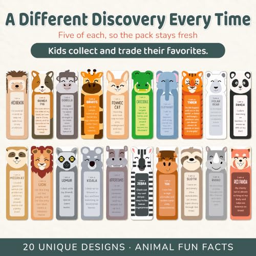 Zoo Animal Bookmarks for Kids - 100 Pack, 2x6 Inches, Multiple Designs - Educational Reading Incentives