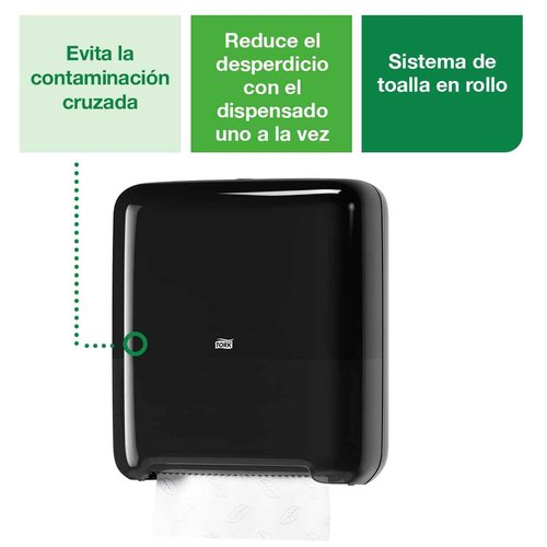 Tork Matic Paper Towel Dispenser, 5510282, Elevation Design - Paper Hand Towel Dispenser H1, One-at-a-Time dispensing with Refill Level Indicator, Black