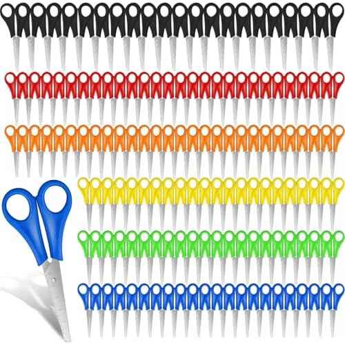 120 Pcs Kids Scissors Bulk for School 5'' Student Scissors Child Scissors Blunt Tip Safety Scissors Stainless Steel Paper Scissors for Kindergarten Primary Craft Project (120)