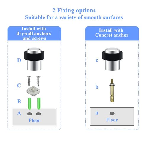 10 Pack Door Stop Floor Mount Door Stopper Stainless Steel Rubber Door Stop Height 2.4" for Home Office Hotel etc